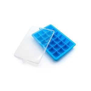 A676 24 Grid Food Grade Silicone Ice Tray with Lid Kitchen Bar Accessories Square Shape Ice Cream Maker DIY Ice Cube Mold