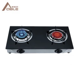 ABLE Double Burner Glass Top Gas Stove Infrared  Gas Cooker