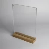 Acrylic Table Tent Frame Tabletop Photo Frame Menu Holder Display Stand With Wood Base Size A4 A5 A6