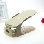 Adjustable 2 Layer shoe slots standard size shoe rack folding plastic shoe rack