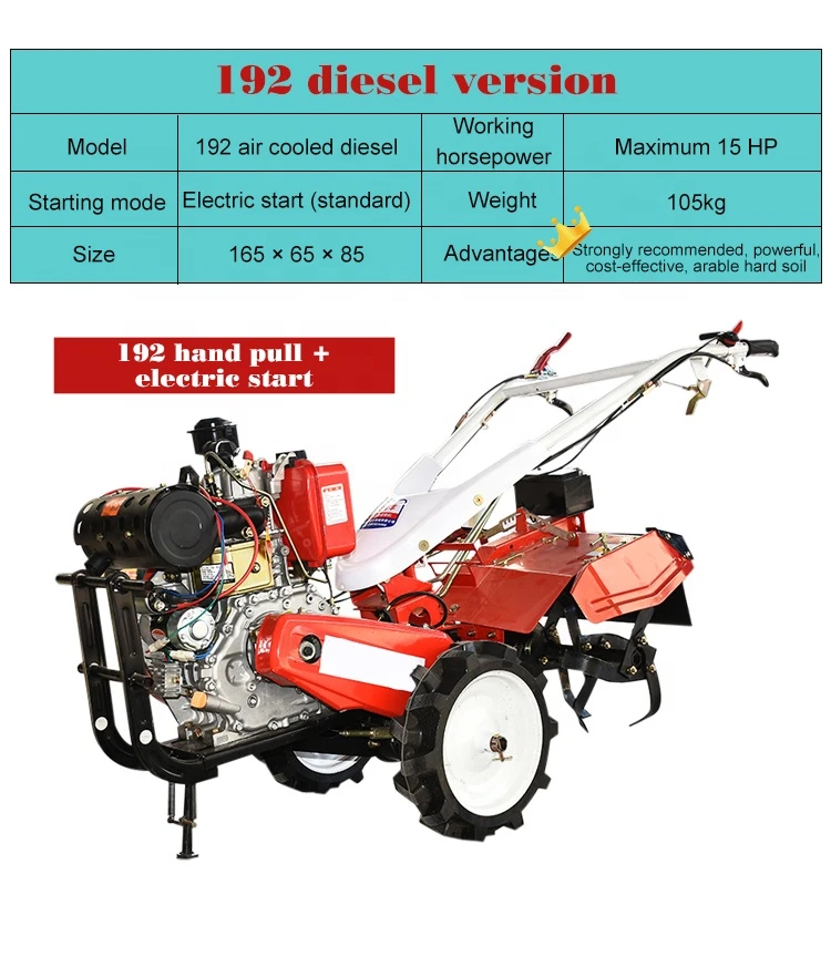 Agricultural Machinery 13HP Diesel Tractors Farm Mini Tiller Cultivator
