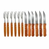 Amazon Hot Sales 12pcs kitchen stainless steel serrated blade steak knife and Fork set with Wooden Handle
