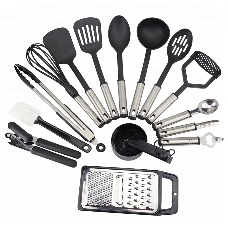 Amazon hot selling 24 pieces cooking ware set nylon kitchen utensils