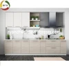 Apartment modern melamine kitchen cabinet with quartz countertop