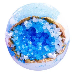Aqua Blue Crystal Healing Geode Bath Bomb /Bomb Fizzy Powder Blue-Large Fresh Flower Bouquet Scented Bath Fizzy