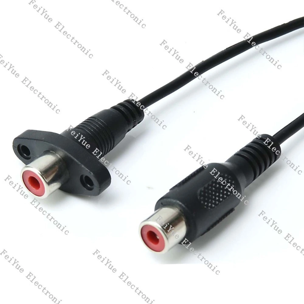 Audio Composite extension Video Cable panel mount RCA male to female AV extension cable with screw