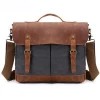 Bag manufacturer drop ship canvas genuine leather briefcase inch laptop briefcase