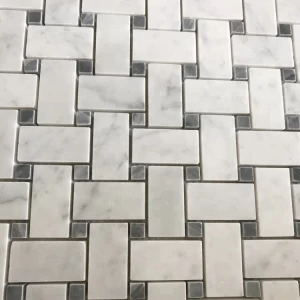 Basketweave carrara white mix italy grey marble mosaic tile for wall
