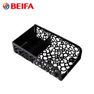 Beifa Brand DH0015-1 Black Rectangle Shape Office Daily Use Mesh Desk File Organizer Metal Desktop Organizer