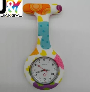 Best female print pin quartz pocket watch for nursing students silicone rubber pin FOB watch reloj de enfermera de silicona