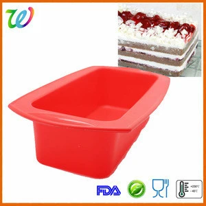 Big size silicone oblong loaf bakeware cake pan with handle