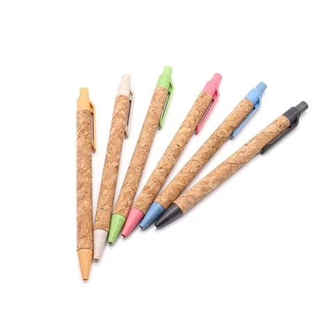 Biodegradable cork wood pen,wheat straw ballpoint pen