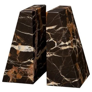Black White Marble Bookends for Office