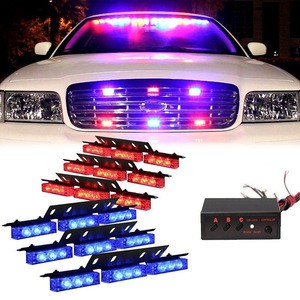 Blue Red 54 x LED Police Vehicles Dash Deck Grille Strobe Warning Lights