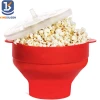 BPA FREE Microwave Collapsible Silicone Popcorn Popper Maker Silicone Collapsible Bowl with Lid Popcorn Maker