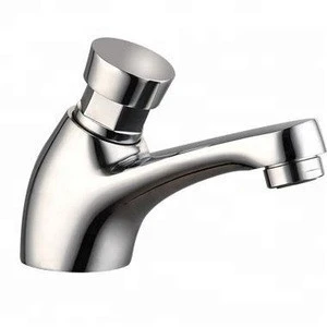 Brass Chrome Self Closing Time Delay Basin Faucet