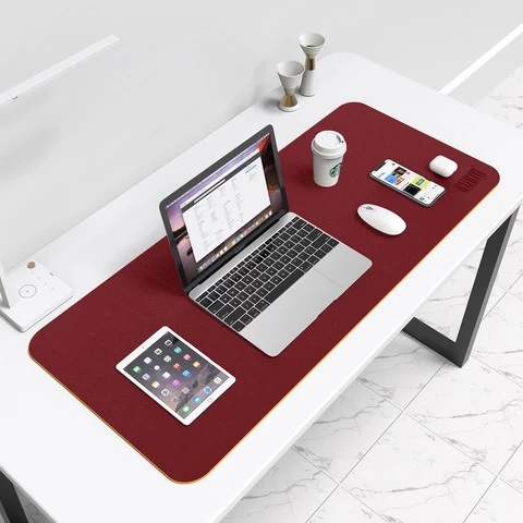 BUBM Custom Logo Black and Red Multi-color Computer or Office PU Leather Large Office Desk Mat Pad