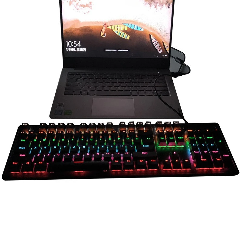 BUBM Mechanical USB Wired Multimedia Adjustable RGB LED Gamer Gaming Keyboard