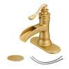 BWE Cupc Upc Brass Waterfall Single Handle Mixer Basin Vanity Faucet With Antique Wash Golden Gold Basin Faucet
