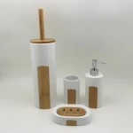 Ceramic Tumbler mug Round mouthwash cup with Natural Bamboo tooth mug for bathroom countertops accessories tumbler cup best sell