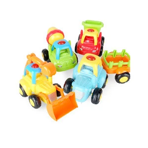 Cheap price high quality friction power truck toy 4 styles inertia car toy with light and sound for sale