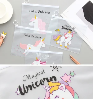 Cheap Wholesale School Office Stationery Clear Kawaii Unicorn Transparent Custom Cute Kids Pencil Case