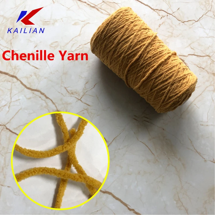 China wholesale offer plain color chunky chenille polyester yarn 1/3.1NM polyester chenille yarn price