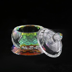 CJ-Hot selling Wholesale Faceted Crystal Sugar Candy Bowl/Jar With Lid