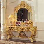 classic furniture baroque golden foil cracking paint console table