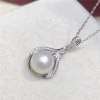 Classical Feshion Design Pearl Necklace 925 Sterling Silver White Round Natural Pearl Water Drop Pendant Neckalce Pearl Necklace
