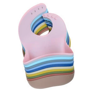 Colorful BPA Free Soft Waterproof Washable Baby Bibs Silicone Baby Bibs