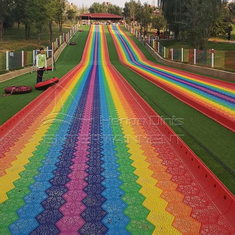 Colorful dry kids plastic slip slide rainbow slide for sale