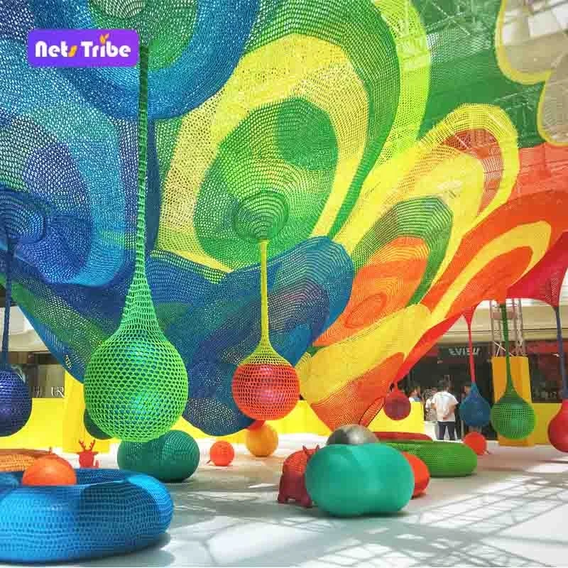 Colorful kindergarten maze net soft play indoor amusement play facility