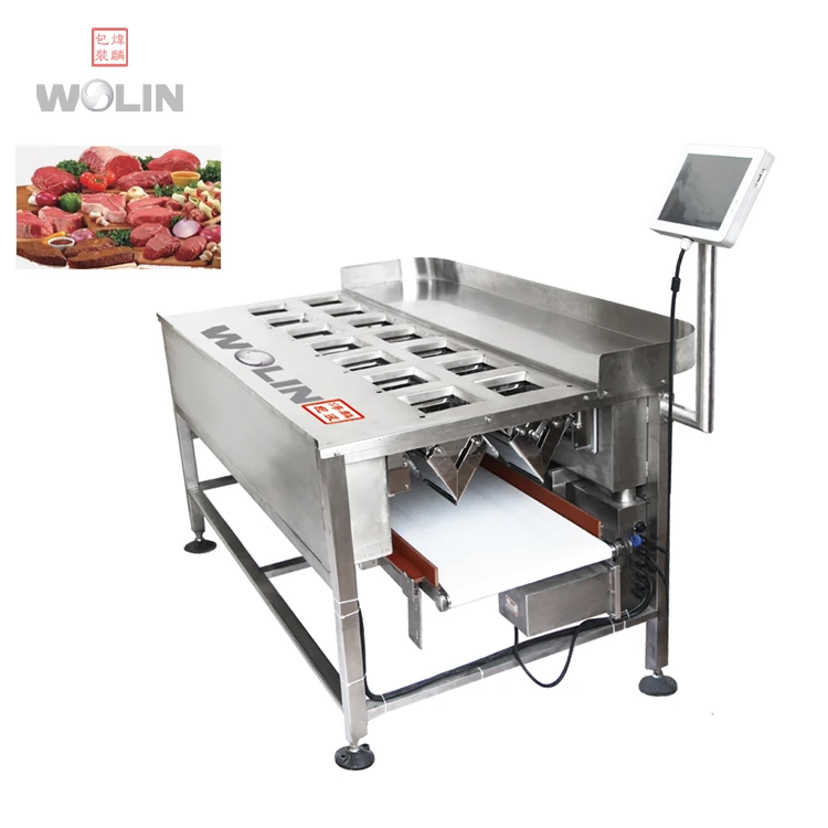 Compact multihead weigher with manual feeding for fresh meat