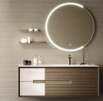 Contemporary Stainless steel Base Rock Slab Modern Design Smart Mirror Shower Room Vanity for Bathroom Hotel Apartment Villa