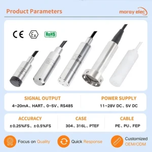 Cost Effective Liquid Tank Stainless Hydrostatic RS485 Analog 4-20mA Submersible Water Level Transmitter