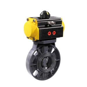 COVNA DN150 6 inch EPDM Lined Flange Type Double Acting Pneumatic Actuator UPVC Plastic Butterfly Valve