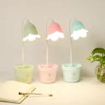 Creative Rechargeable Desk Lamp LED Eye Protection Touch Sensor Table Lamp Dimmable Bedside Lamp with Pen Holder