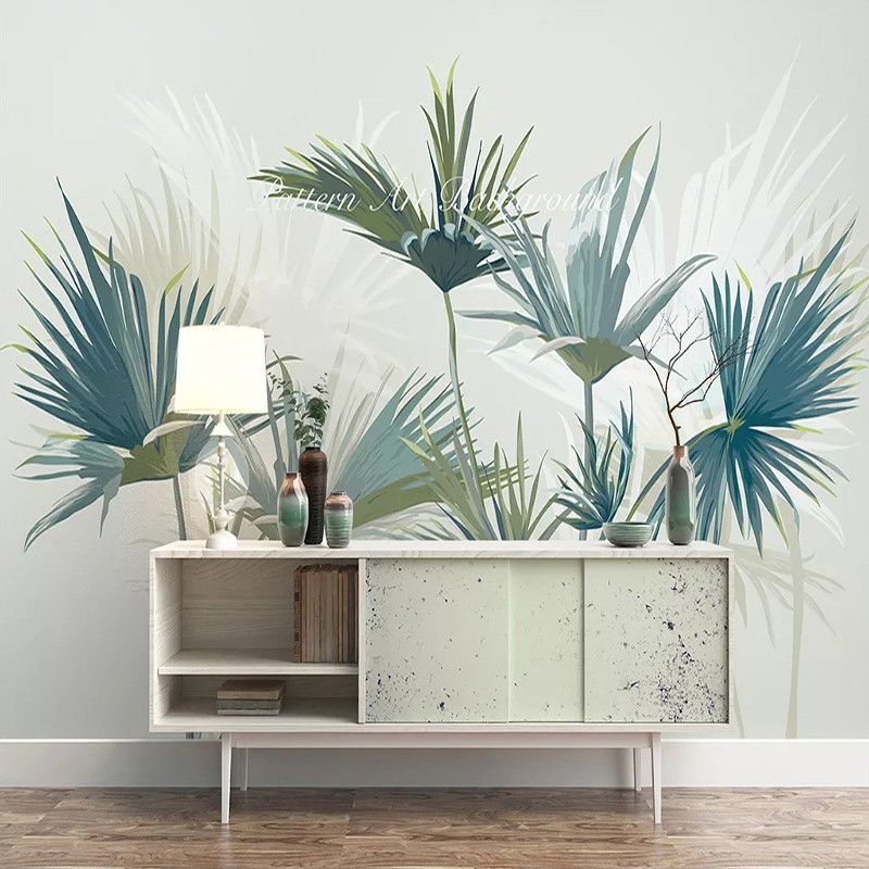 Custom 3D Photo Wallpaper Hand Painted Nordic Tropical Forest Banana Leaf Living Room Bedroom Decoration Wall Mural De Parede 3D