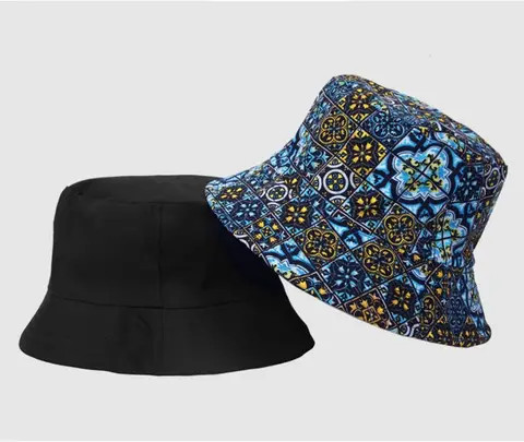 Custom all over print pattern cotton reversible double sided bucket hat