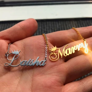 Custom Cursive Name Brand Necklace No MOQ  Personalised Diy Trendy Name Plate Necklace Stainless Steel  18k Gold Plated Necklace