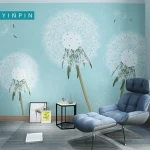 Custom Dandelion Art 3D Printing Wallpaper for TV background wall decoration