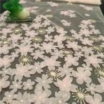 Custom Design French Pink Wedding Laser 3D Floral Embroidered Net Fabric Lace 3D Embroidery