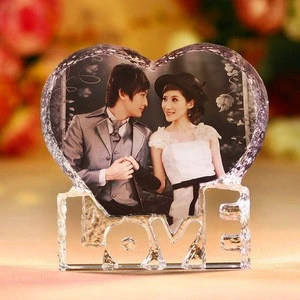 Custom Love Heart Shaped Photo Crystal for Wedding Gifts