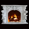 Custom Natural Stone White Marble Fireplace With Cherub Angle Statue