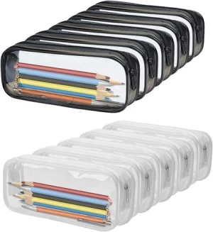 Custom Plastic Pvc School Students Pencil Zipper Pouch Bag Transparent Waterproof  Cheap Clear Packaging Pencil Case