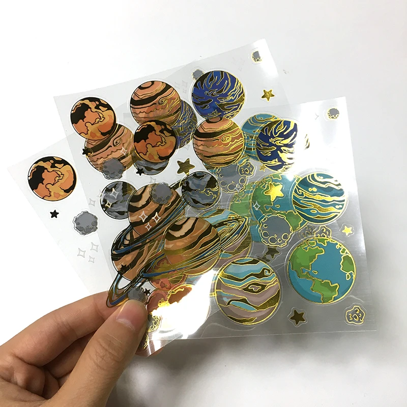 Custom Printed Adhesive Transparent Vinyl PET Foiled Kiss Cut Sheet Stickers