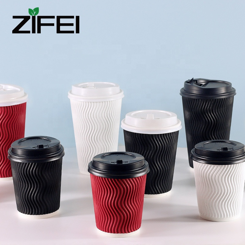 Buy Custom Printed Disposable Double Wall Ripple Coffee Paper Cups With ...