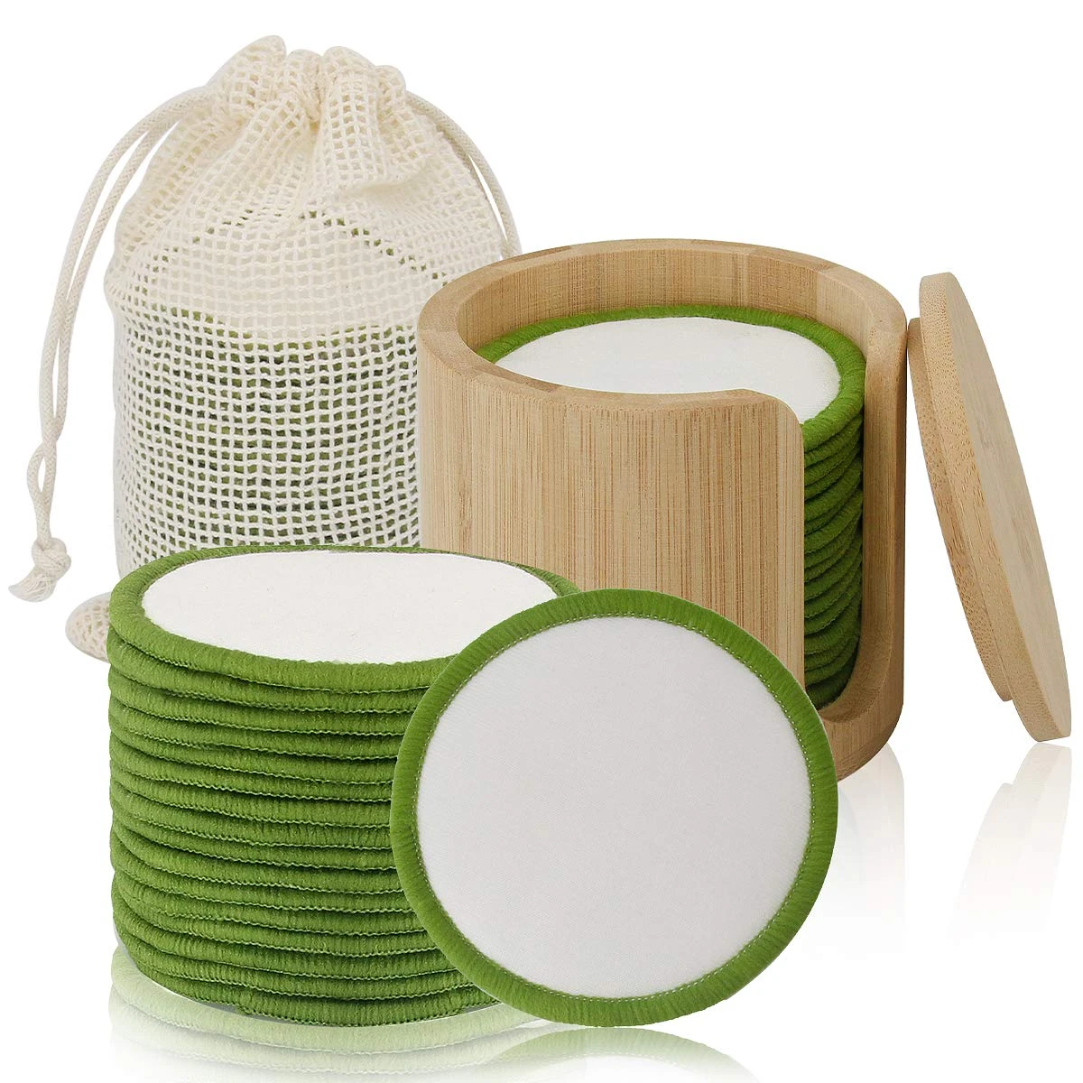 Custom Set Pack Organic Reusable Sanitary Microfiber Cloth Removal Bamboo Cotton Face Makeup Remover Pads