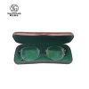 Custom slim wooden plastic contact lens zipper eyeglasses case